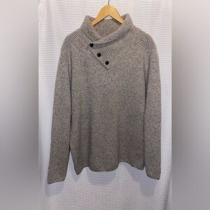 Men’s “America” Oatmeal 100% merino wool shawl collar knit sweater size XL
